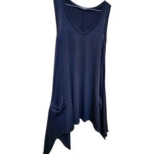 Black Sleeveless Lagenlook Boho Hippie Asymmetrical Top Size M by Soda Blu